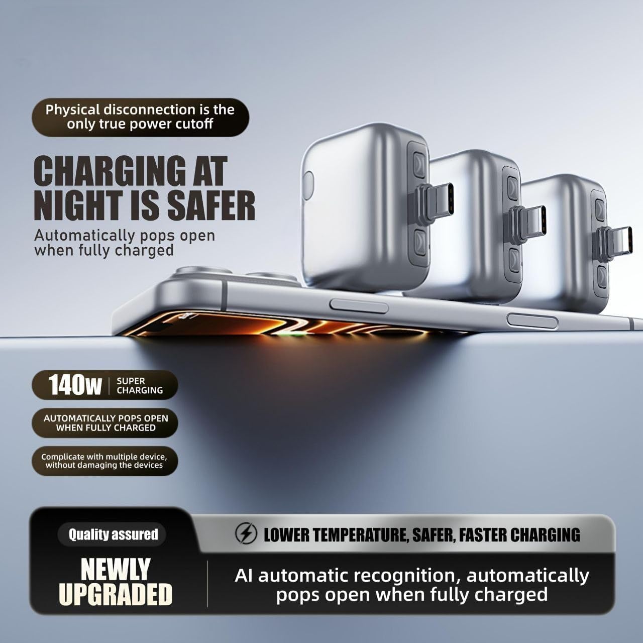 Smart Charger mini Adapter with Auto Power disconnector | Light Weight | for Android, iOS, Tablet etc.
