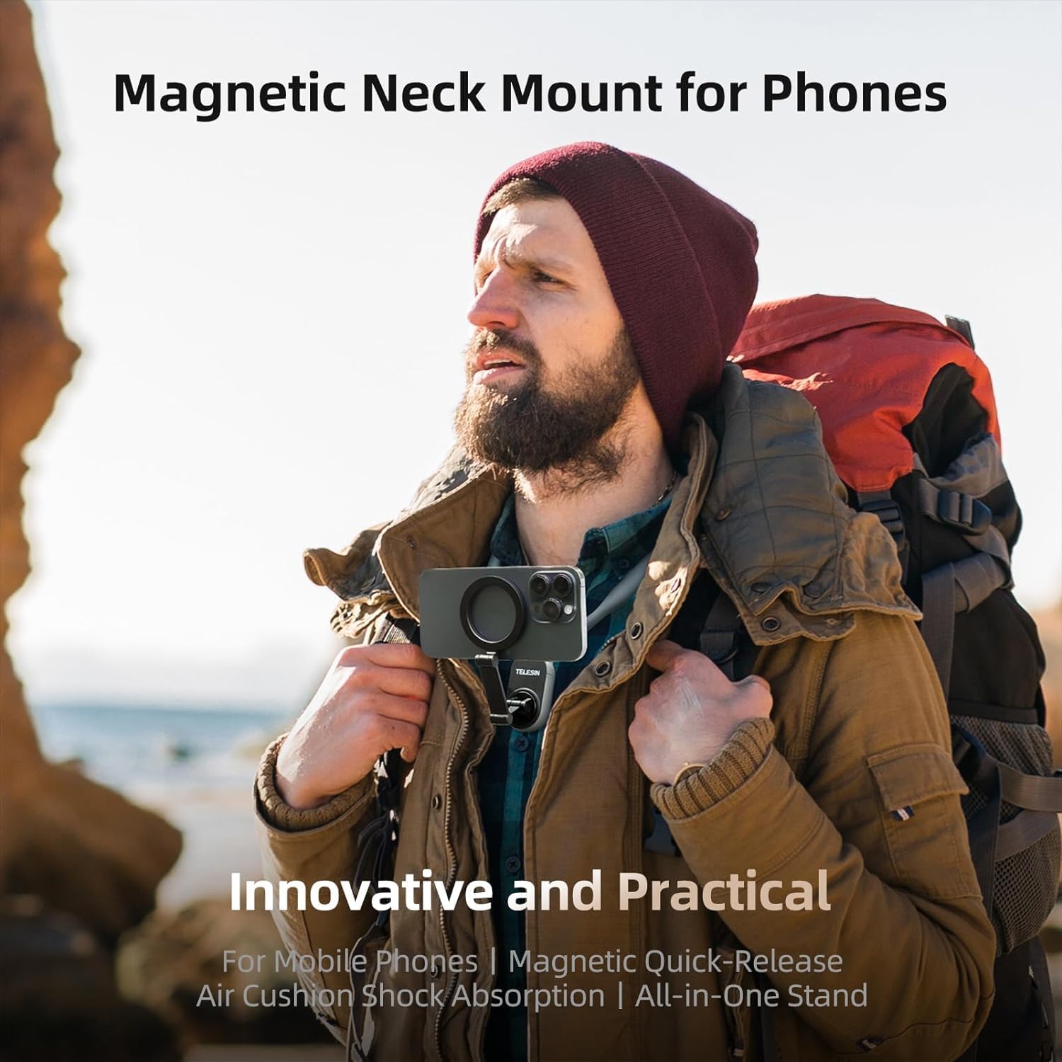 Magnetic Phone Neck Mount – Hands-Free POV Holder for Reels, Vlogs & TikTok | iPhone & Android