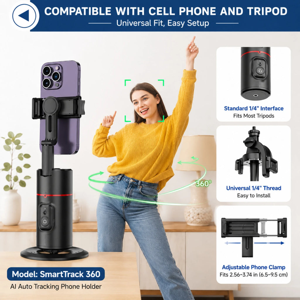 AI Face Tracking Tripod Gimbal – Hands-Free Phone Holder for Reels, TikTok & Vlogging