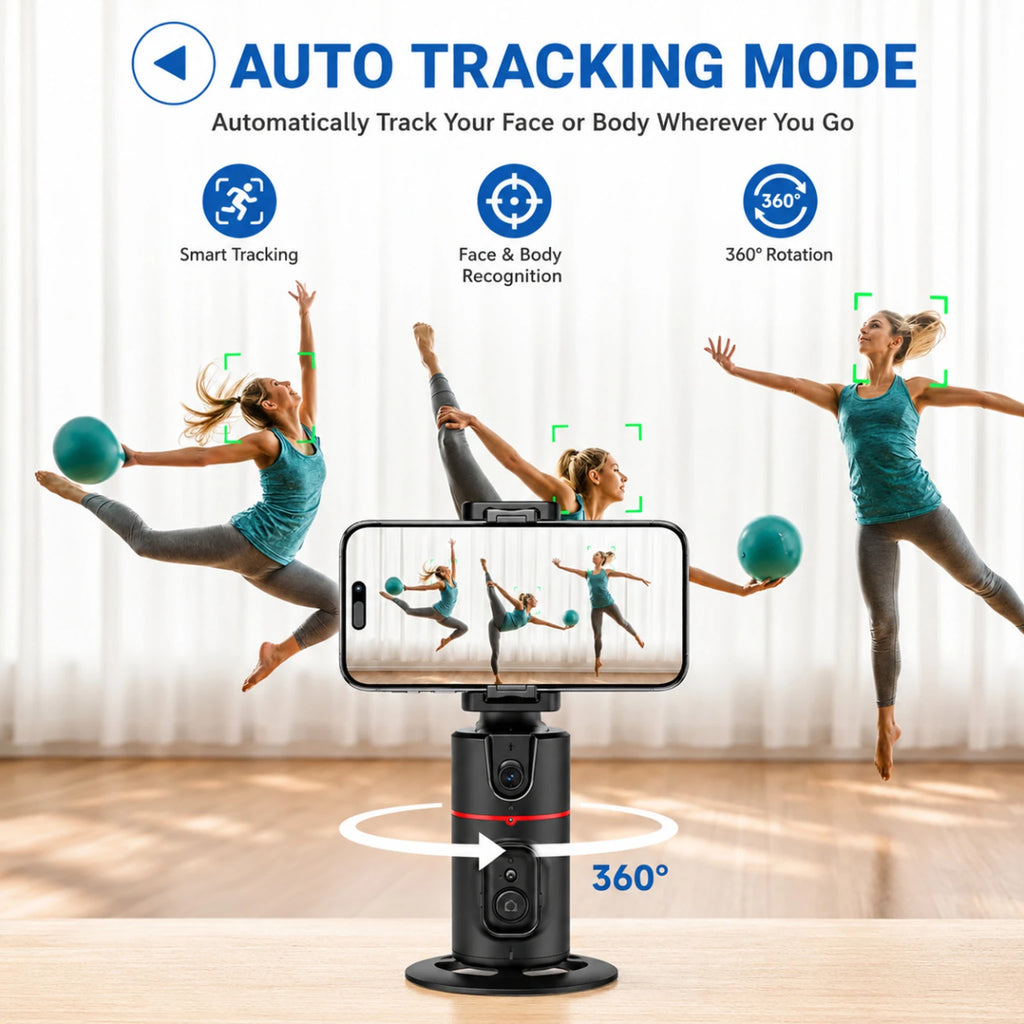 AI Face Tracking Tripod Gimbal – Hands-Free Phone Holder for Reels, TikTok & Vlogging