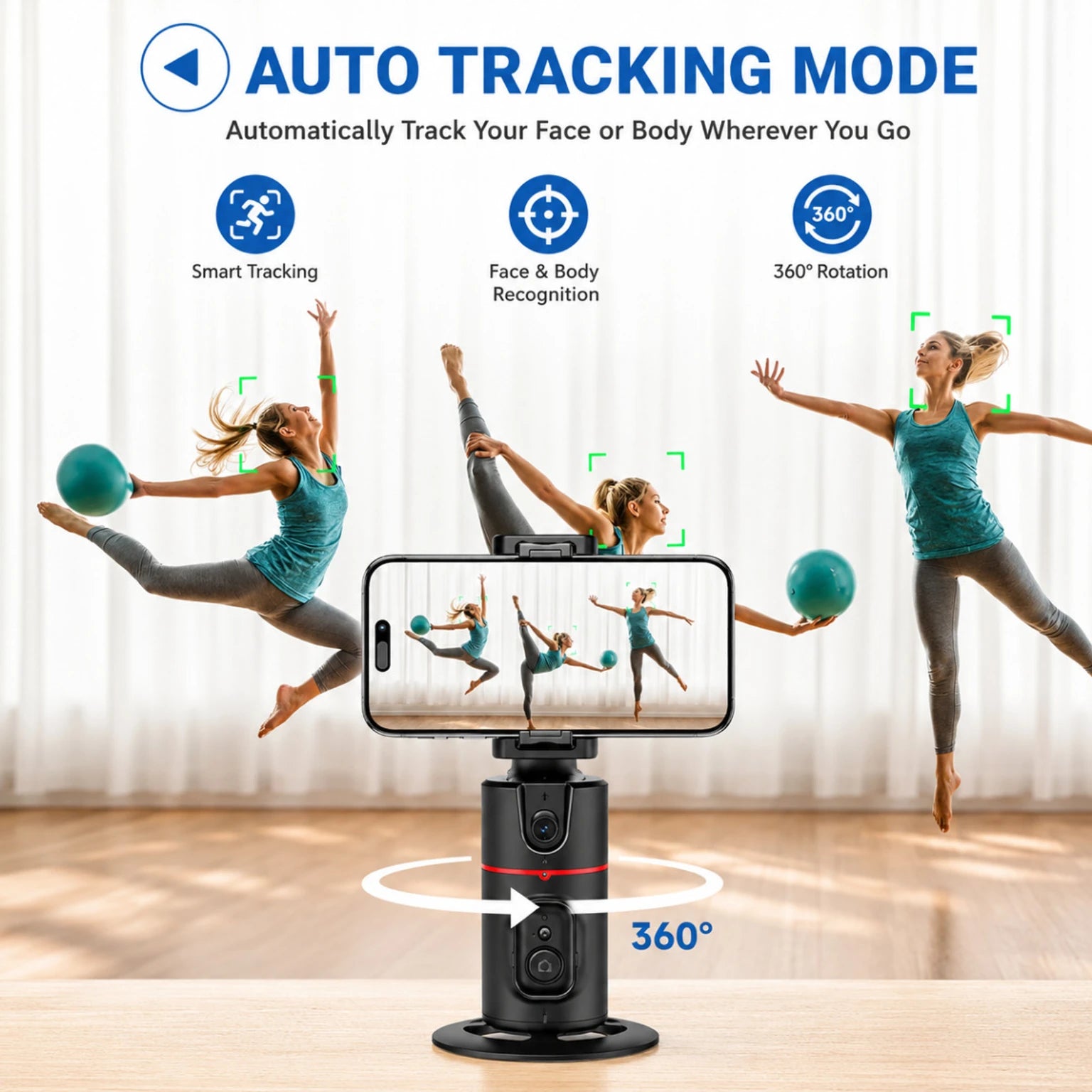 AI Face Tracking Tripod Gimbal – Hands-Free Phone Holder for Reels, TikTok & Vlogging