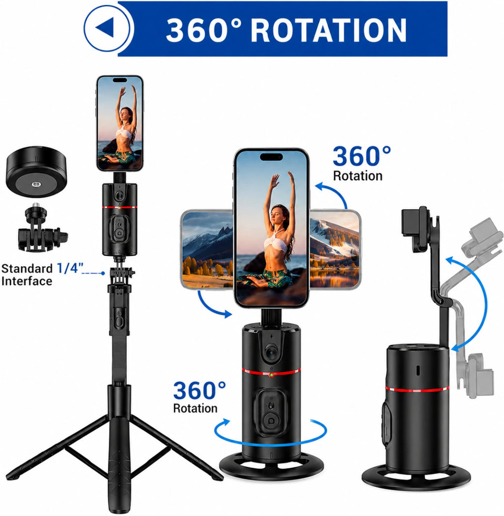 AI Face Tracking Tripod Gimbal – Hands-Free Phone Holder for Reels, TikTok & Vlogging